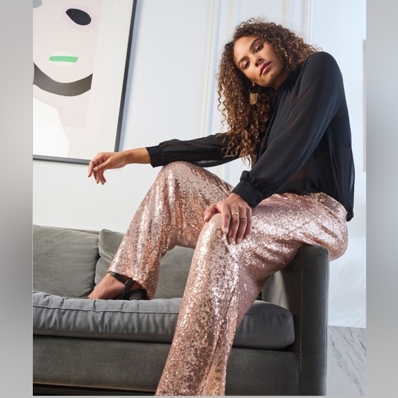 torrid Pants - Torrid gold PULL-ON WIDE LEG SEQUIN HIGH-RISE PANT